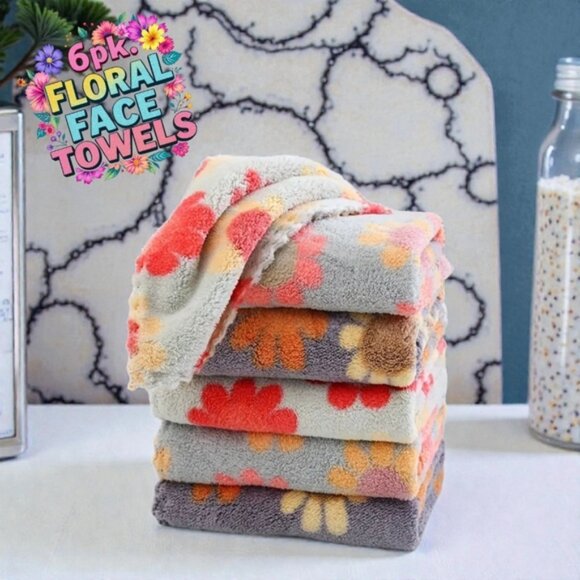 Other - Floral Face Towels Set- 6 PACK NWOT